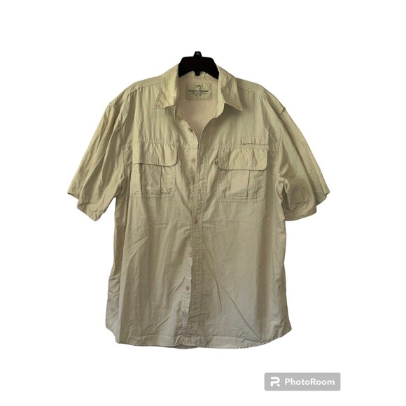 North River Outfitters Shirt Men's Large Tan Fishing Button Down Short Sleeve - Picture 1 of 4
